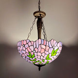 Tiffany Style Ceiling Lights Hanging Lamp Purple Stained Glass Green Leaves LED Bulbs Included EP1682