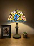 Enjoy Tiffany Style Table Lamp Stained Glass Hummingbird Flowers Vintage  H19*W12 Inch ET1221