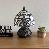 Tiffany Style Mini Table Lamp White Stained Glass Baroque Style 8"W*8"D*12"H