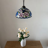 Tiffany Style Pendant Lighting Blue Pink Stained Glass Hummingbird 12"W*12"D*60"H