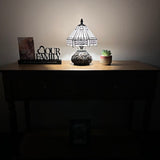 Tiffany Style Mini Table Lamp White Stained Glass Hexagon 8"W*8"D*12"H
