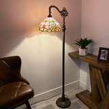 Tiffany Style Floor Lamp Pink Stained Glass Baroque Style Gooseneck Adjustable 20"W*12"D*63"H