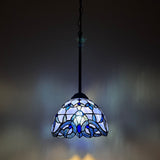 Tiffany Style Mini Hanging Lamp Blue Stained Glass Baroque Style LED Bulb Included EP0818