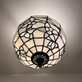 Tiffany Style Ceiling Lamp White Stained Glass Flowers 12"W*12"D*12"H