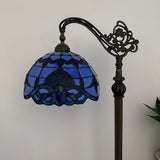 Tiffany Style Floor Lamp Blue Stained Glass Baroque Style Gooseneck Adjustable  EF1219