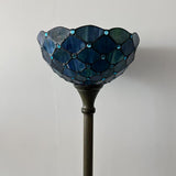 Tiffany Style Torch Floor Lamp Green Blue Stained Glass Crystal Bean EF1247