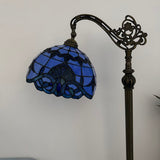 Tiffany Style Floor Lamp Blue Stained Glass Baroque Style Gooseneck Adjustable  EF1219