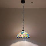 Tiffany Style Pendant Lighting Blue Pink Stained Glass Hummingbird 12"W*12"D*60"H