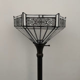 Tiffany Style Floor Lamp White Stained Glass Hexagon Vintage EF1231