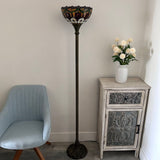 Tiffany Style Torch Floor Lamp Stained Glass Red Tulip EF1259