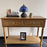 Tiffany Style Mini Table Lamp Blue Stained Glass Baroque Style 8"W*8"D*12"H