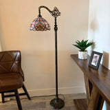 Tiffany Style Floor Lamp Pink Stained Glass Baroque Style Gooseneck Adjustable 20"W*12"D*63"H