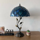 Tiffany Style Table Lamp Blue Stained Glass LED Bulbs Included 24"H*14"W*14"D