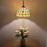 Tiffany Style Pendant Lights Gold Stained Glass Crystal Beans 12"W*12"D*60"H