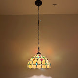 Tiffany Style Pendant Lights Gold Stained Glass Crystal Beans 12"W*12"D*60"H