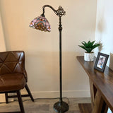 Tiffany Style Floor Lamp Pink Stained Glass Baroque Style Gooseneck Adjustable 20"W*12"D*63"H