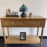 Tiffany Style Mini Table Lamp Green Brown Stained Glass 8"W*8"D*12"H