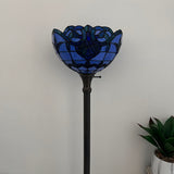 Tiffany Style Torch Floor Lamp  Blue Stained Glass Baroque Style 12"W*12"D*66"H  EF1218