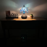 Tiffany Style Mini Table Lamp Blue Stained Glass Dragonfly 8"W*8"D*12"H