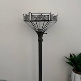 Tiffany Style Floor Lamp White Stained Glass Hexagon Vintage EF1231