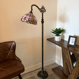 Tiffany Style Floor Lamp Pink Stained Glass Baroque Style Gooseneck Adjustable 20"W*12"D*63"H