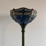 Enjoy Decor Lamps Tiffany Style Floor Lamp Blue Stained Glass Dragonfly EF1201