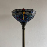 Enjoy Decor Lamps Tiffany Style Floor Lamp Blue Stained Glass Dragonfly EF1201