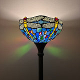 Enjoy Decor Lamps Tiffany Style Floor Lamp Blue Stained Glass Dragonfly EF1201