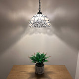 Tiffany Style Pendant Lights White Stained Glass Baroque Style 12"W*12"D*60"H