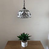 Tiffany Style Pendant Lights White Stained Glass Baroque Style 12"W*12"D*60"H