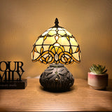Tiffany Style Mini Table Lamp Gold Stained Glass Baroque Style 8"W*8"D*12"H