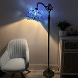 Tiffany Style Floor Lamp Blue Stained Glass Baroque Style Gooseneck Adjustable  EF1219