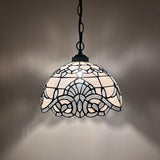 Tiffany Style Pendant Lights White Stained Glass Baroque Style 12"W*12"D*60"H