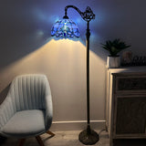 Tiffany Style Floor Lamp Blue Stained Glass Baroque Style Gooseneck Adjustable  EF1219