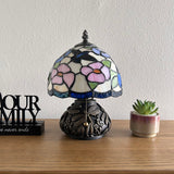 Tiffany Style Mini Table Lamp Stained Glass Hummingbird Flowers 8"W*8"D*12"H