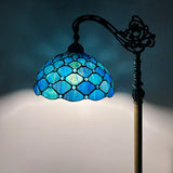 Tiffany Style Floor Lamp Green Blue Stained Glass Crystal Bean Gooseneck Adjustable  EF1248