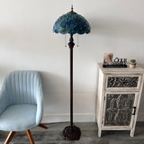 Tiffany Style Floor Lamp Green Blue Stained Glass Crystal Beans 16"W*16"D*64"H