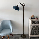 Tiffany Style Floor Lamp Green Blue Stained Glass Crystal Bean Gooseneck Adjustable  EF1248