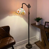 Tiffany Style Floor Lamp Pink Stained Glass Baroque Style Gooseneck Adjustable 20"W*12"D*63"H