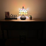 Tiffany Style Mini Table Lamp Gold Stained Glass Crystal Beans 8"W*8"D*12"H