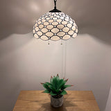 Tiffany Style Pendant Lighting White Stained Glass LED Bulbs Included 16”W*16”D*75”H