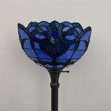 Tiffany Style Torch Floor Lamp  Blue Stained Glass Baroque Style 12"W*12"D*66"H  EF1218