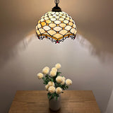 Tiffany Style Pendant Lights Beige Stained Glass Crystal Beans 12"W*12"D*60"H