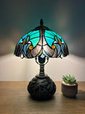 Enjoy Tiffany Style Table Lamp Green Stained Glass Include LED Bulb ET1038 H14*W10 In
