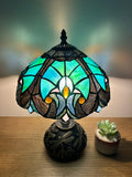 Enjoy Tiffany Style Table Lamp Green Stained Glass Include LED Bulb ET1038 H14*W10 In