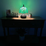 Tiffany Style Mini Table Lamp Green Stained Glass Leaves 8"W*8"D*12"H