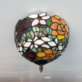 Tiffany Style Ceiling Light Fixtures Stained Glass Rose Flowers LED Bulbs 12"W*12"D*8"H