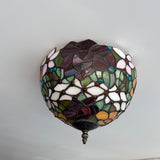 Tiffany Style Ceiling Light Fixtures Stained Glass Rose Flowers LED Bulbs 12"W*12"D*8"H
