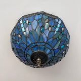 Tiffany Style Ceiling Lamp Blue Stained Glass Dragonfly 12"W*12"D*8"H