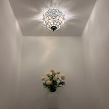 Tiffany Style Ceiling Lamp White Stained Glass Baroque Style 12"W*12"D*8"H